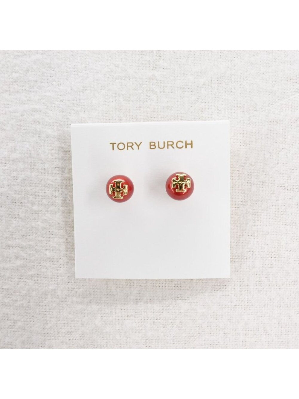 Tory Burch Kira Pearl Stud Earrings Red OS